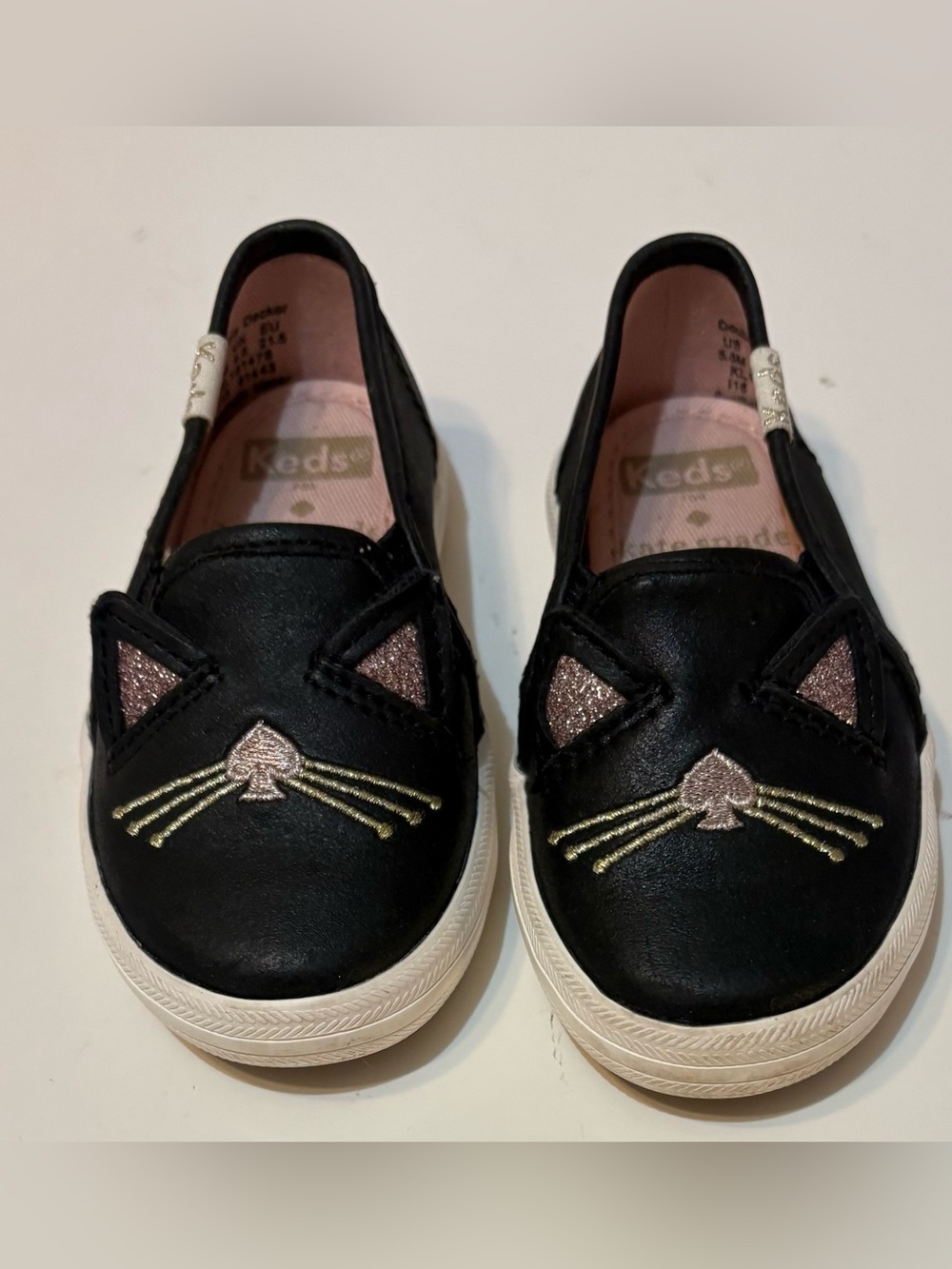 Keds x Kate Spade NY Black Cat Double Decker Slip On Infant Shoes, Size 5.5